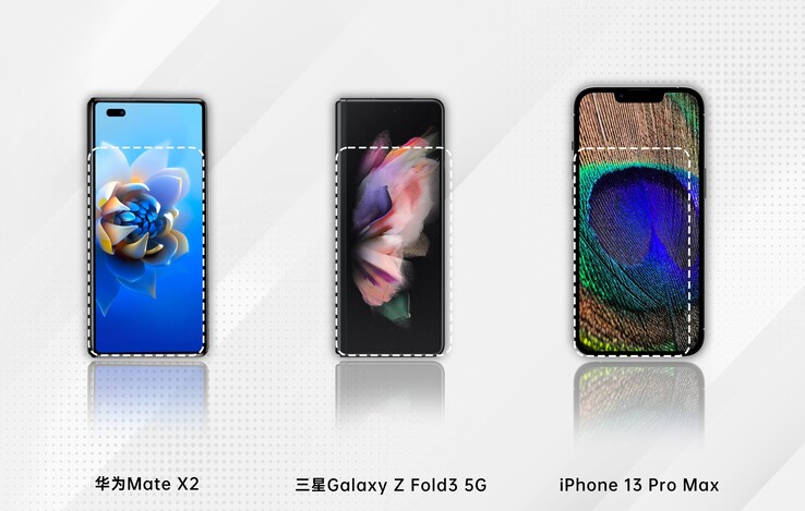 Das Oppo Find N soll wohl deutlich kleiner aber eine Spur breiter als das Samsung Galaxy Z Fold3 werden.