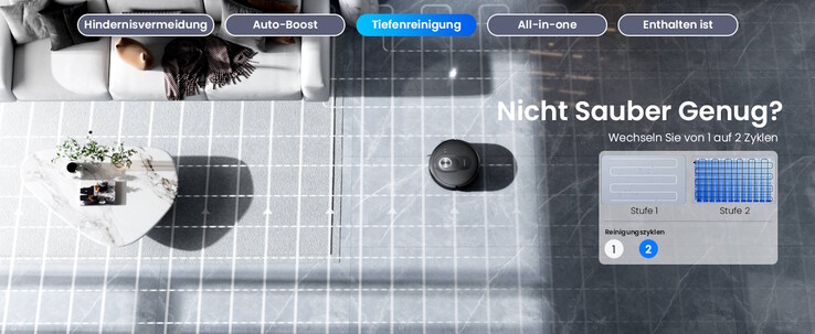 Die Reinigung in zwei Durchgängen ist möglich (Bildquelle: Proscenic)
