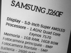 Leak: Samsung SM-J260 mit Android Go und 5-Zoll-Display.