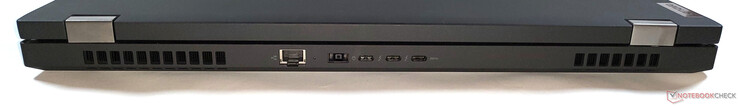 hinten: Ethernet, Slim-Tip-Ladeanschluss, 2x Thunderbolt 4, USB C 3.2 Gen 2