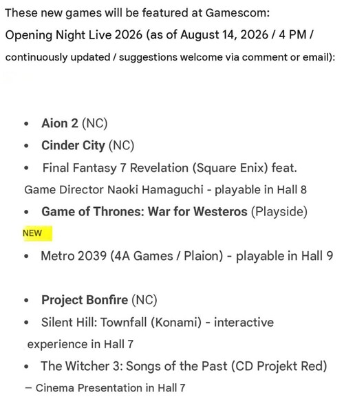 Gamescom 2026 Zeitplan mit spielbarer Demo zu Final Fantasy 7 Revelation