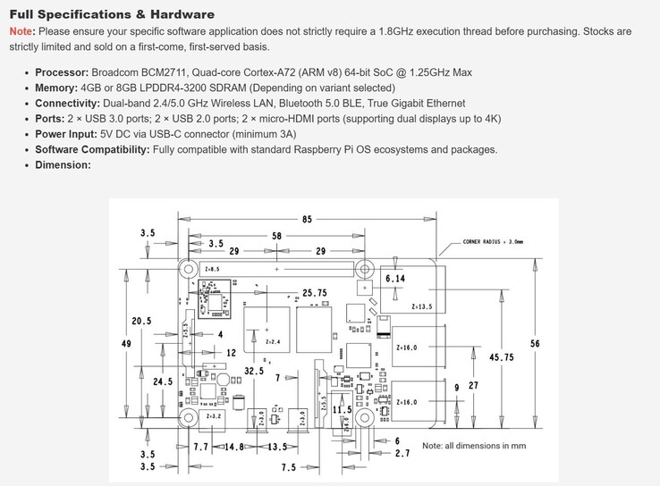 Die Spezifikationen des günstigen Raspberry Pi 4 Model B
