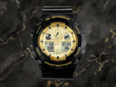 Die Casio GA-100GGB-1A9 (im Bild) ist eine von vier neuen Uhren der Black and Gold-Serie. (Bildquelle: Hatyai-Nalika, bearbeitet)