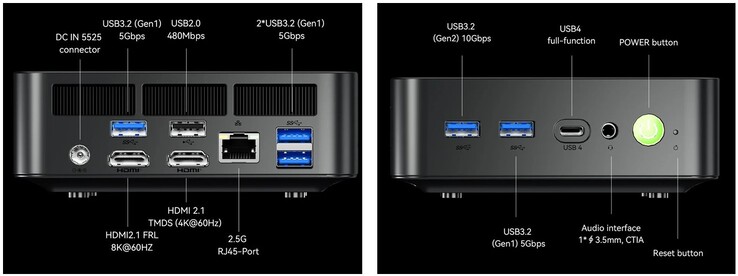 Die externen Schnittstellen des GMKtec NucBox K17 (Quelle: GMKtec)