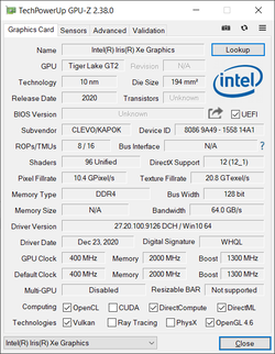 GPU-Z: Iris Xe Graphics G7