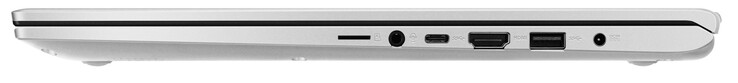Rechte Seite: Speicherkartenleser (MicroSD), Audiokombo, USB 3.2 Gen 1 (Typ C), HDMI, USB 3.2 Gen 1 (Typ A), Netzanschluss