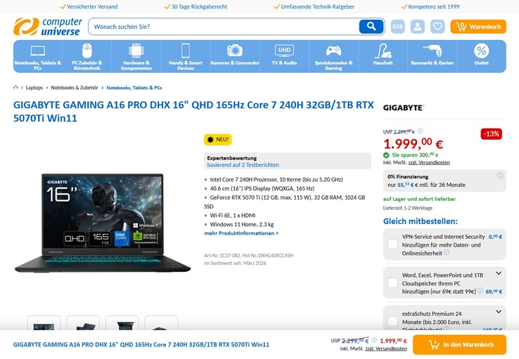 Gaming A16 PRO DXHG4DECC4SH für 1.999 Euro.