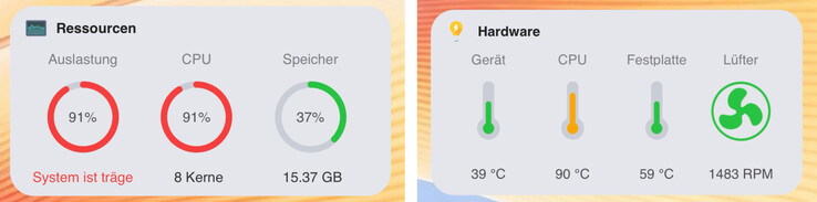 Die CPU-Temperatur kann unter Dauerlast auf 90 Grad Celsius steigen.