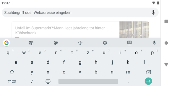 Virtuelle Tastatur, Querformat
