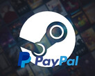 Das Steam-Hintergrund mit PayPal-Logo. (Bildquelle: Steam, PayPal mit Bearbeitungen)