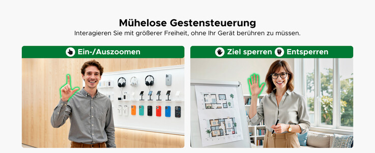 Die Steuerung mit Gesten ist möglich