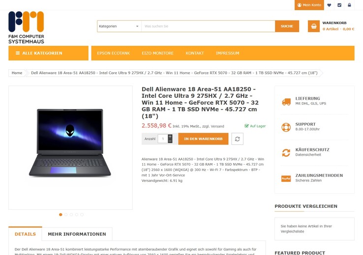 Alienware 18 für 2.558,98 Euro.