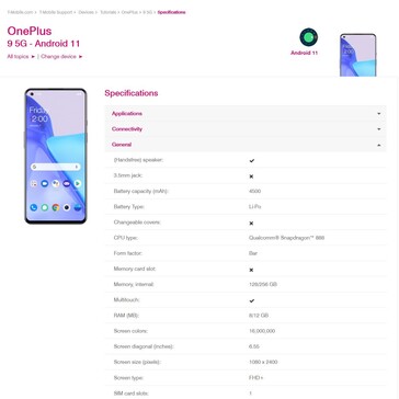 Das OnePlus 9 bei T-Mobile (Bild: Screenshot)