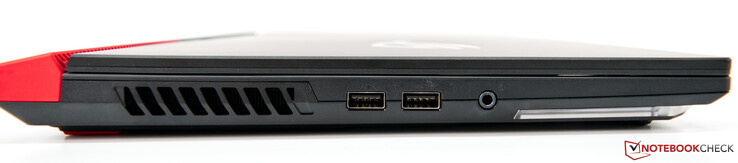 Links: Lüftungsschlitze, 2x USB-A 3.0, 3,5-mm-Klinke