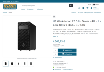 HP Z2 Tower G1i A40MQET für 4.563,75 Euro.