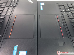 Der Touchpad-/TrackPoint Bereich des T470s (rechts) unterscheidet sich ein wenig vom neuen ThinkPad T470 (links).