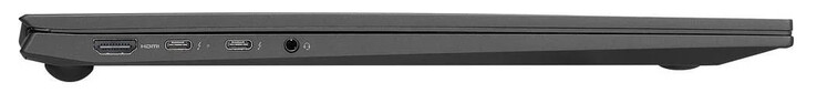 Linke Seite: HDMI, 2x Thunderbolt 4 (USB-C; Power Delivery, Displayport), Audiokombo