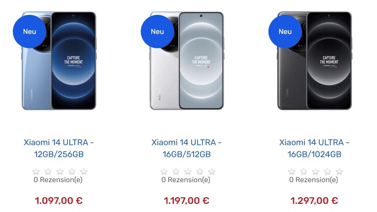 Bei Tradingshenzhen kosten die chinesischen Xiaomi 14 Ultra Modelle etwa 30 Prozent mehr als in China - inklusive Steuer.