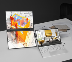 Der Asus ZenScreen Duo neben einem Laptop