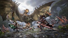 In Monster Hunter Outlanders treten Jäger im Koop-Modus gegen einen geflügelten Wyvern an