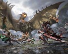 In Monster Hunter Outlanders treten Jäger im Koop-Modus gegen einen geflügelten Wyvern an