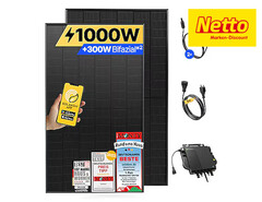 Netto bietet ein Balkonkraftwerk mit bifazialen Solarmodulen von Ja Solar und Growatt-Wechselrichter an