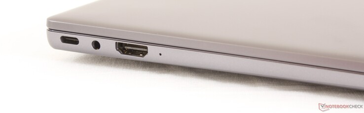 Links: USB Typ-C (DisplayPort und Aufladung), kombinierter 3,5-mm-Audioanschluss, HDMI