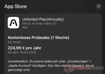 Direkt zu Beginn wird einem das Abo angeboten.