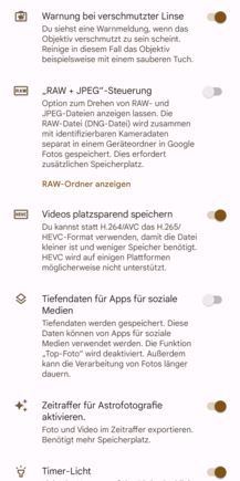 erweiterte Kameraeinstellungen