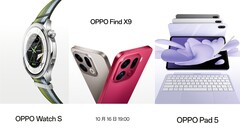 Neben dem im Zentrum stehenden Oppo Find X9 starten kommende Woche auch die Oppo Watch S und das Oppo Pad 5. (Bildquelle: Oppo, editiert)
