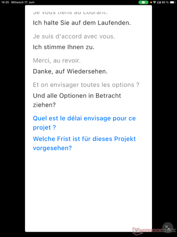 Die Übersetzung eines Video-Meetings war von brauchbarer Qualität mit wenigen, aussprachebedingten Fehlern.