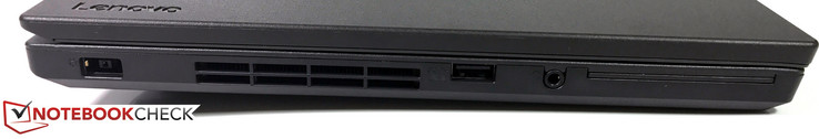 links: Netzanschluss, USB 3.0 Typ A (powered), 3,5-mm-Kombo-Audio