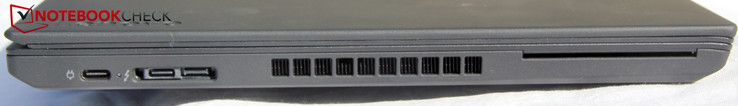Rechts: Power (USB C), Dockingport inkl. Thunderbolt 3, SmartCard-Reader