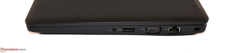 rechts: Kombo-Audio, USB 3.0 Typ A, VGA, RJ45 Ethernet, Noble-Lock
