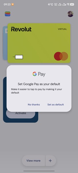 Am 2. August erscheint plötzlich eine Meldung, man möge doch Google Pay als Default einrichten.