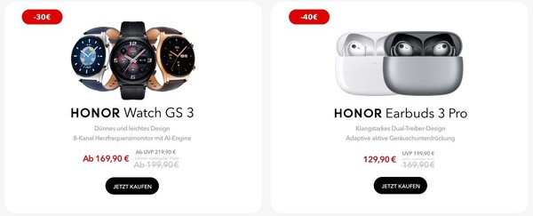 Honor Watch GS 3 und Honor Earbuds 3 Pro: Starke Wearables von Honor zum Bestpreis.