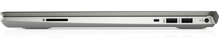 Rechte Seite: SD-Kartenleser, Kabelschloss, 2x USB 3.1, Netzanschluss