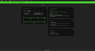 Die 120-Hz-Bildwiederholrate wenn die CPU und GPU manuell auf das Maximum gestellt sind
