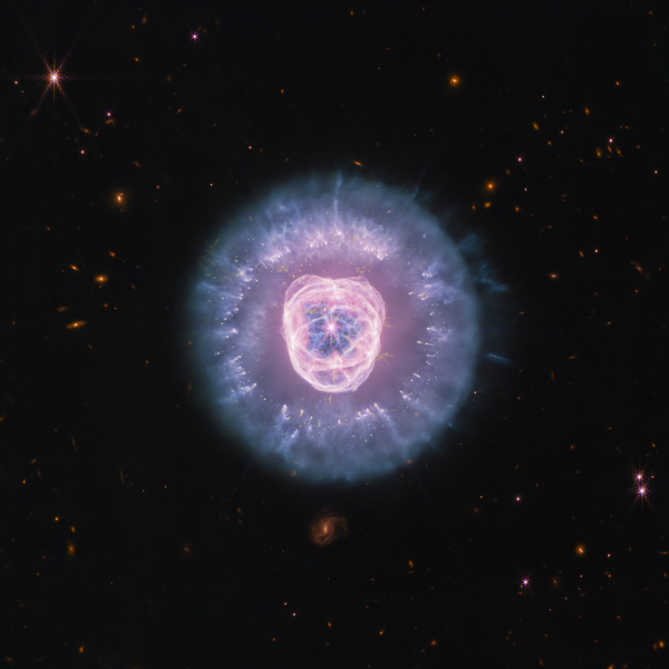 Eine Aufnahme von NGC 2392, die das James-Webb-Weltraumteleskop mit seinen Instrumenten NIRCam und MIRI aufgenommen hat