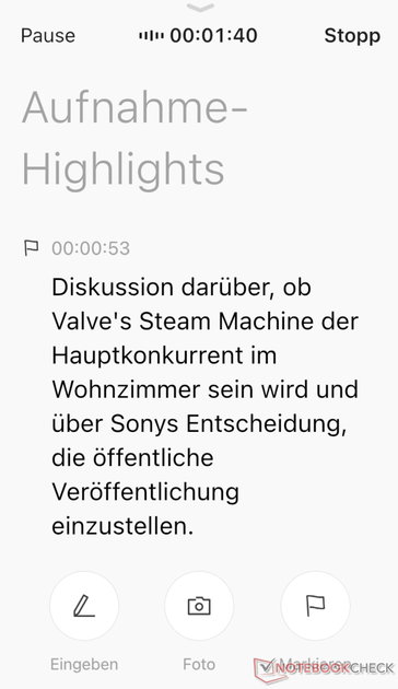 Drückt man während der Aufnahme einmal den Button, wird ein Aufnahme-Highlight eingerichtet.