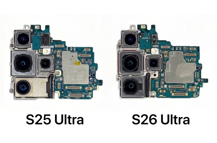 Das Periskop-Modul des Galaxy S25 Ultra (links) weicht einem kleineren ALoP-Modul.