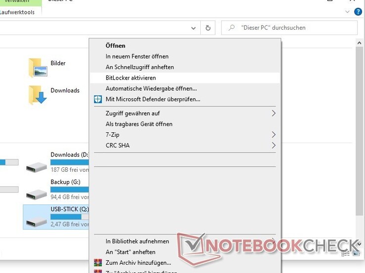 Öffnen Sie das Kontextmenü zum Laufwerk im Explorer mit einem Rechtsklick und wählen Sie