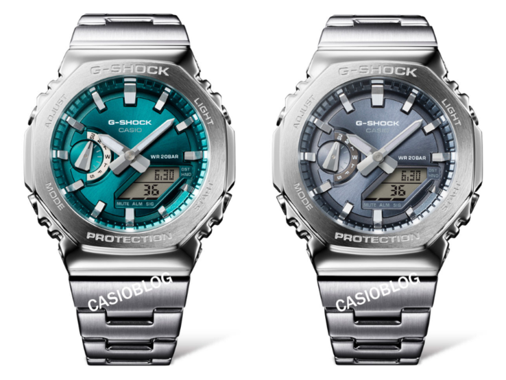 Die Casio-Modelle G-Shock GM-2110D-3A1 (links) und GM-2110D-8A (rechts). (Bildquelle: Casioblog, bearbeitet)