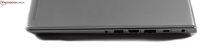 rechts: Kombo-Audio, USB 3.0 Typ A, HDMI, RJ45-Ethernet, USB 3.1 Gen 1 Typ C, Ladeanschluss