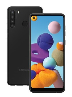 Das Galaxy A21 von vorne und hinten (Bild: Samsung)
