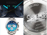 Der neue Seiko x One Piece Shinkansen Chronograph verfügt über ein Zifferblatt mit einem leuchtend blauen Farbverlauf