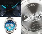Der neue Seiko x One Piece Shinkansen Chronograph verfügt über ein Zifferblatt mit einem leuchtend blauen Farbverlauf