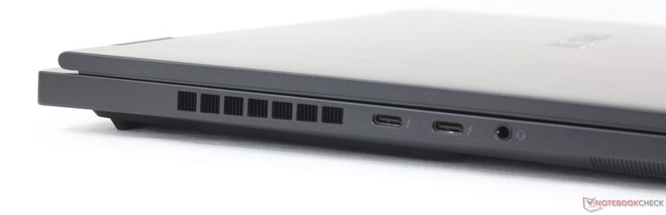 Links: USB-C 3.2 Gen. 2, Thunderbolt 4 inkl. Lademöglichkeit und DisplayPort 1.4, 3,5-mm-Klinkenanschluss