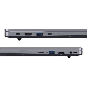 Verbaut sind auch zweimal USB Typ C, das Modell kann über ein Kensington-Lock gesichert werden (Bildquelle: Ninkear)