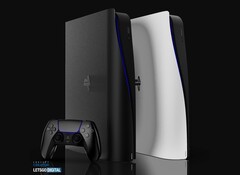 Dieses Konzeptbild zeigt, wie eine mögliche Sony PlayStation 5 Slim aussehen könnte. (Bild: Concept Creator / LetsGoDigital)